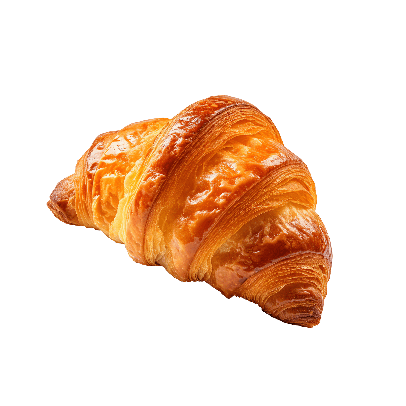 Croissant feuilleté doré aux couches bien visibles et surface brillante