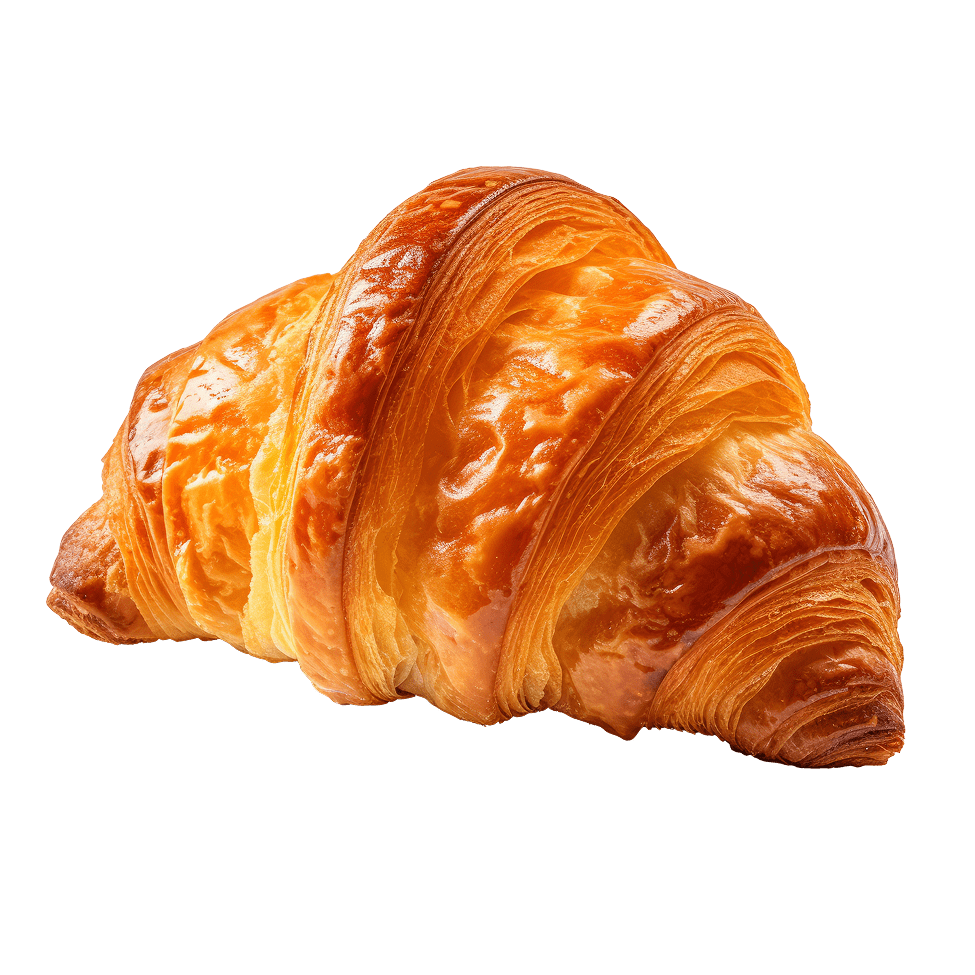 Croissant doré aux couches feuilletées croustillantes et brillantes